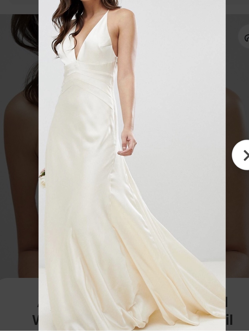 NWT Vintage ASOS Ivory V-Neck Satin Wedding Dress